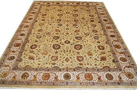 9' x 13' Beige 14/14 Quality Silk & Wool Indian Rug 804-163: Title:9' x 13' Beige 14/14 Quality Silk & Wool Indian Rug 804-163 Description:Size in Feet: Width: 9 x Length: 12.10 Size in Inches: Width: 108 in x Length: 154 in Rug Type: Area Rug Colors: Beige Wea