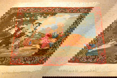 Persian TABRIZ RUG 2'4" x 3'4": Title: Persian TABRIZ RUG 2'4" x 3'4" Description:OLD,ANTIQUE TRUE BEAUTY SUPER DETAILED WITH AMAZING COLOR COMBINATION HUMAN SUBJECT PICTORIAL Persian TABRIZ ORIENTAL RUG ...........size is 2' 4" x 3