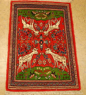 PERSAN SAROUK RUG 2' x 2' 9": Title: PERSAN SAROUK RUG 2' x 2' 9" Description:OLD,ANTIQUE FINE HIGH KPSI AUTHENTIC HAND KNOTTED PERSIAN SAROUK RUG with exact size of 2' x 2' 9" Natural Vegy dye Wool woven on wool and cotton founda