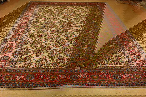 Persian SARUK RUG 8.2 x 11.2: Title: Persian SARUK RUG 8.2 x 11.2 Description:OLD,ANTIQUE DETAILED FINE Persian SARUK ORIENTAL RUG ......HIGH KPSI.........Room size is 8' 2" x 11' 2"......Ivory Background .......colors including B