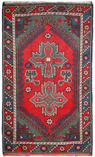 Handmade antique Turkish Anatolian rug 2.4' x 4.3' (74cm x 131cm) 1920: Title: Handmade antique Turkish Anatolian rug 2.4' x 4.3' (74cm x 131cm) 1920 Origin:Turkey Dimension: 2.4' x 4.3' ( 74cm x 131cm ) Materials:wool Year:1920s Description:Turkish Anatolian antique hand