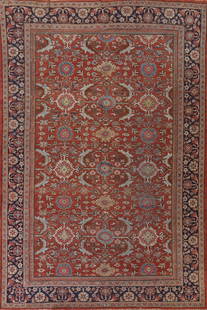 Pre-1900 Vegetable Dye Mahal Persian Area Rug 8x11: Title: Pre-1900 Vegetable Dye Mahal Persian Area Rug 8x11 Description:A Beautiful Genuine Iran ( Persia ) Mahal rug is Hand Knotted by skillful weavers in Iran ( Persia ) with