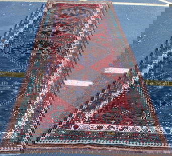 Persian BIJAR RUG 4'1" x 12'9": Title: Persian BIJAR RUG 4'1" x 12'9" Description:OLD,ANTIQUE DETAILED FINE CLASSIC VILLAGE WOVEN ALL WOOL Persian -BIJAR HALVAI ORIENTAL RUG with exact size of 4'1" x 12'9" detailed design field with