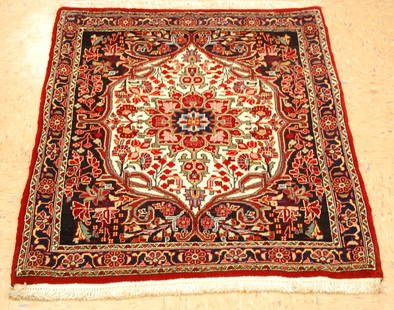 PERSIAN BIJAR RUG 2.6x3.1: Title: PERSIAN BIJAR RUG 2.6x3.1 Description:OLD, ANTIQUE HIGHLY DETAILED AUTHENTIC HAND KNOTTED PERSIAN BEJAR RUG_HIGH KPSI_KORK WOOL with exact size of 2' 6" x 3' 1" Beautiful color combination BEJA