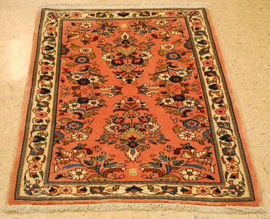 Persian SARUK RUG 2'7" x 3'9": Title: Persian SARUK RUG 2'7" x 3'9" Description:OLD, ANTIQUE NATURAL DYE COLOR COMBINATION_HIGH KPSI WITH FINE KORK WOOL AUTHENTIC HAND KNOTTED Persian SARUK RUG,, size is 2'7" x 3'9" ...............