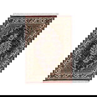 Vermilion Red Tabriz Mahi with Fish Design Soft Wool Hand Knotted Rug: Title: Vermilion Red Tabriz Mahi with Fish Design Soft Wool Hand Knotted Rug Description: This is a truly genuine one-of-a-kind. It has been Knotted for months and months in the centuries-old weaving