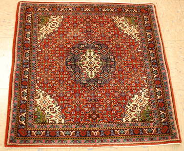 PERSIAN SAROUK RUG 2' 7" x 2'9": Title: PERSIAN SAROUK RUG 2' 7" x 2'9" Description:OLD, EXCLUSIVE AUTHENTIC HAND KNOTTED PERSIAN SAROUK RUG .HIGH KPSI_KORK WOOL.....with exact size of 2' 7" x 2'9" Wonderful colors include Red,Blues,