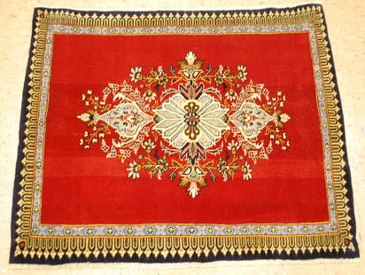 PERSIAN KESHAN RUG 2'7" x 3'3": Title: PERSIAN KESHAN RUG 2'7" x 3'3" Description: OLD,ANTIQUE KOWK WOOL_HIGH KPSI AUTHENTIC HAND KNOTTED PERSIAN KESHAN RUG ..........with an exact size of 2'7" x 3'3".....GREAT subjects DESIGN OF KA