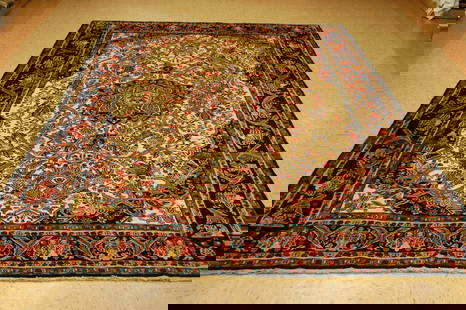 Persian BIJAR RUG 7' x9'3": Title: Persian BIJAR RUG 7' x9'3" Description:OLD,ANTIQUE FINE Persian BiJAR ORIENTAL RUG with exact size of 7' x 9'3" fine and delicately woven surrounded by spiraling branches and flowering wines th