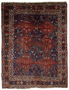 Handmade antique Persian Khamseh rug 6' x 6.4' (156cm x 194cm) 1900s: Title: Handmade antique Persian Khamseh rug 6' x 6.4' (156cm x 194cm) 1900s Origin:Middle East Dimension: 6' x 6.4' (156cm x 194cm) Materials:wool Year:1900s Description:Handmade antique Khamseh rug f