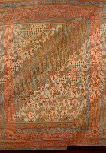 Vegetable Dye Oushak Persian Large Rug 11x12: Title: Vegetable Dye Oushak Persian Large Rug 11x12 Description:A Beautiful Genuine Iran ( Persia ) Oushak rug is Hand Knotted by skillful weavers in Iran ( Persia ) with