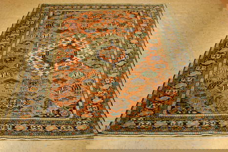 ANTIQUE CAUCASIAN RUG 4.7x9.7: Title: ANTIQUE CAUCASIAN RUG 4.7x9.7 Description:Circa 1920's ANTIQUE CAUCASIAN SHIRVAN_KAZAK DESIGN CAUCASIAN RUG ....exact size of 4' 6" x 6' 3" Beautiful Natural Vegetable Dyed wool colors includin