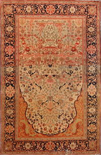 4x7 Kashan Mohtashem Persian Area Rug: Title: 4x7 Kashan Mohtashem Persian Area Rug Description:A Beautiful Genuine Iran ( Persia ) Kashan rug is Hand Knotted by skillful weavers in Iran ( Persia ) with 100% Wool Material. This rug is in V
