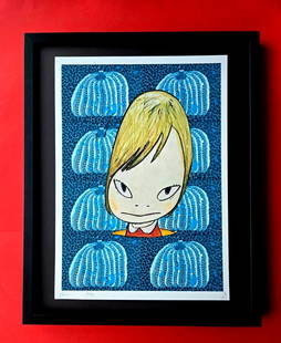 Death NYC Large Framed 16x20in Pop Art Certified GIRL OF JAPAN NARA KUSAMA #8: Up for Sale this Beautiful and Scarce Print by Pop Art Graffiti Master Artist Death NYC Hand Signed in Pencil Numbered X/100 or Proof This piece is mounted on a 20 x 16 in. black acid free black board
