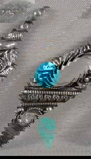Vintage silver turquoise malachite Tibetan Bodhisattva PENDANT: Vintage Tibetan silver with turquoise and malachite pendant, its upper section depicting a stylized a Bodhisattva seated on a lotus throne. Nicely made, beautiful stones, pleasant patina, overall in