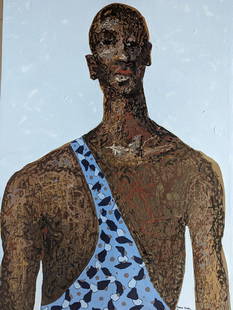 Living for the Now 2 - 21st Century, Contemporary, Figurative, Neo-Expressionism, 2023: About the ItemShipping Procedure Ships in a well-protected tube from Nigeria This work is unique, not a print or other type