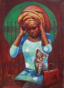Listening Ears 3 -21st Century, Contemporary, Figurative Portrait, Animal, Women, 2024: About the ItemShipping Procedure Ships in a well-protected tube. This work is unique, not a print or other type of copy.