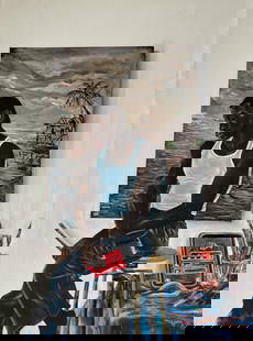 Solitude Mood -21st Century Contemporary, Figurative Portrait, Artist, Modern, 2024: About the ItemShipping Procedure Ships in a well-protected tube from Nigeria This work is unique, not a print or other type