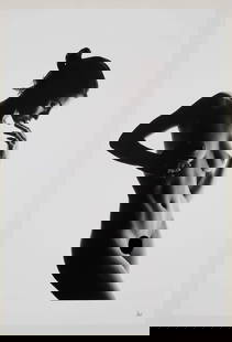 Spiros Politis(1969-)Delaia Silhouetted""(1/25): Artist: Spiros Politis(1969-) Title: Delaia Silhouetted""(1/25) Date: 2025 Dimensions: 19" x13" "Delaia, silhouette"Figure in London studio photographed in 2025. No AI.Printed on heavy Canson Baryta P