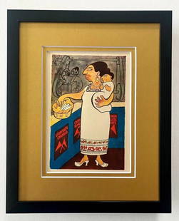 DIEGO RIVERA ORIGINAL 1938 SIGNED ON THE PLATE GRAVURE MATTED AT 8X10 +: Beautiful and Scarce Original 1938 Color Gravure Print After DIEGO RIVERA PLATE SIGNED AND DATED Art Print is 7 X 5 in. DIEGO RIVERA ORIGINAL 1938 SIGNED ON THE PLATE VINTAGE GRAVURE Matted to be Fram