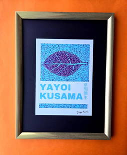Yayoi Kusama | Artistic Pop Art Poster Facsimile Signed | Mounted and Framed!: Up for Sale this Beautiful and Scarce Poster After an Exhibition of Yayoi Kusama Facsimile Signature in Ink. This piece is 10x8in. mounted on a 12 x 16 in. black acid free black board. Framed in Gold