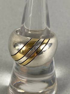 Stunning 18K Gold & Sterling Silver Ring By Michael Bondanza: The ring is in very good condition. The weight of the piece is shown in the last picture. It is made of sterling silver and 18K gold. A self-taught artisan, Michael Bondanza has timeless sophisticatio