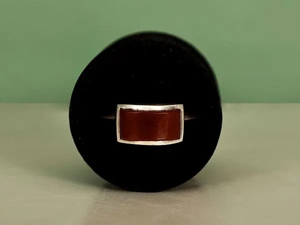 Rectangular Carnelian Sterling Silver Ring (1 of 2)