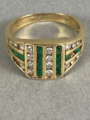 Stunning 14K Gold Statement Ring With Diamond & Emeralds (1 of 18)