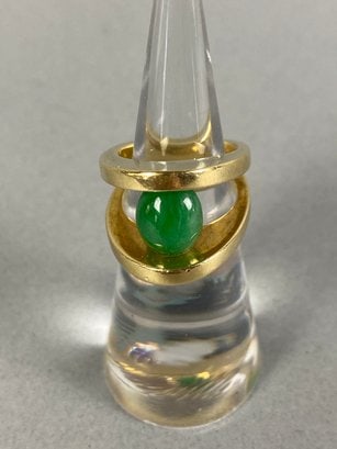 Gorgeous Midcentury Style 18K Gold Statement Ring With Possible Jade Stone (1 of 16)