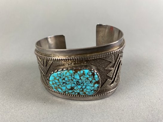 Vintage Navajo Native American Turquoise Cuff Bracelet By Richard Tsosie (1 of 16)