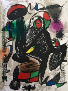 Joan Miro Original Lithograph v4-3 Mourlot 1981: Artist: Joan Miro Country: Spain Title: Untitled v4-3 Medium: Original Lithograph Marks: Not signed not numbered Size: 12.50 x 9.75 inch Printed: 1981 by Mourlot Press France Provenance: Joan Mi