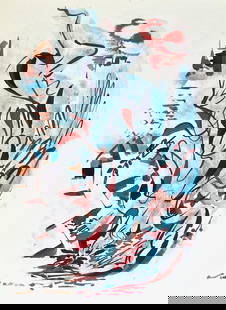 1970 Andre Masson Print Aurelia 2: Artist: Andre Masson Country: France Title: Untitled Aurelia 2 Medium: Offset Marks: Facsimile Signature, not numbered Paper Size: 13.75 x 10.25 inch Printed: 1970 by Willi Watchmaker, Hamburg P