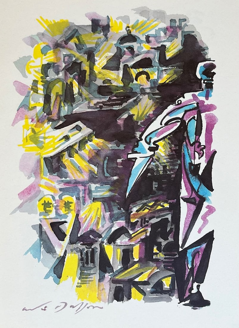 1970 Andre Masson Print Aurelia 3: Artist: Andre Masson Country: France Title: Untitled Aurelia 3 Medium: Offset Marks: Facsimile Signature, not numbered Paper Size: 13.75 x 10.25 inch Printed: 1970 by Willi Watchmaker, Hamburg P