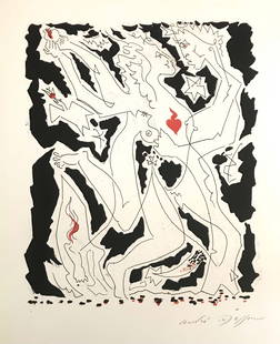 1973 Andre Masson Danse a la Grenade N. 50: Artist: Andre Masson Country: France Title: Danse ? la Grenade - 50 Medium: Offset Marks: Fascimile Signature Paper Size: 14 x 11.75 inch Printed: 1973 in Switzerland Provenance: Masson Graphik