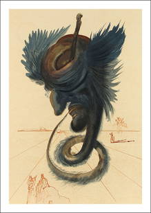 Salvador Dali Woodcut Hell 20 Diviners & Sorcerers: Artist: Salvador Dali Country: Spain Title: Hell 20 - Diviners &amp; sorcerers Medium: Original Woodcut Marks: Not signed not numbered paper Size: BFK Rives paper 13.4 x 9.8 inch Printed: 1960 by Les