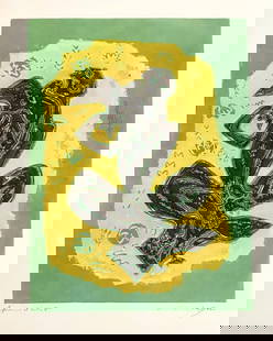 1973 Andre Masson Le Mangeur d'eperviers No. 30: Artist: Andre Masson Country: France Title:Le Mangeur d'eperviers - 30 Medium: Offset Marks: Fascimile Signature Paper Size: 14 x 11.75 inch Printed: 1973 in Switzerland Provenance: Masson Graph