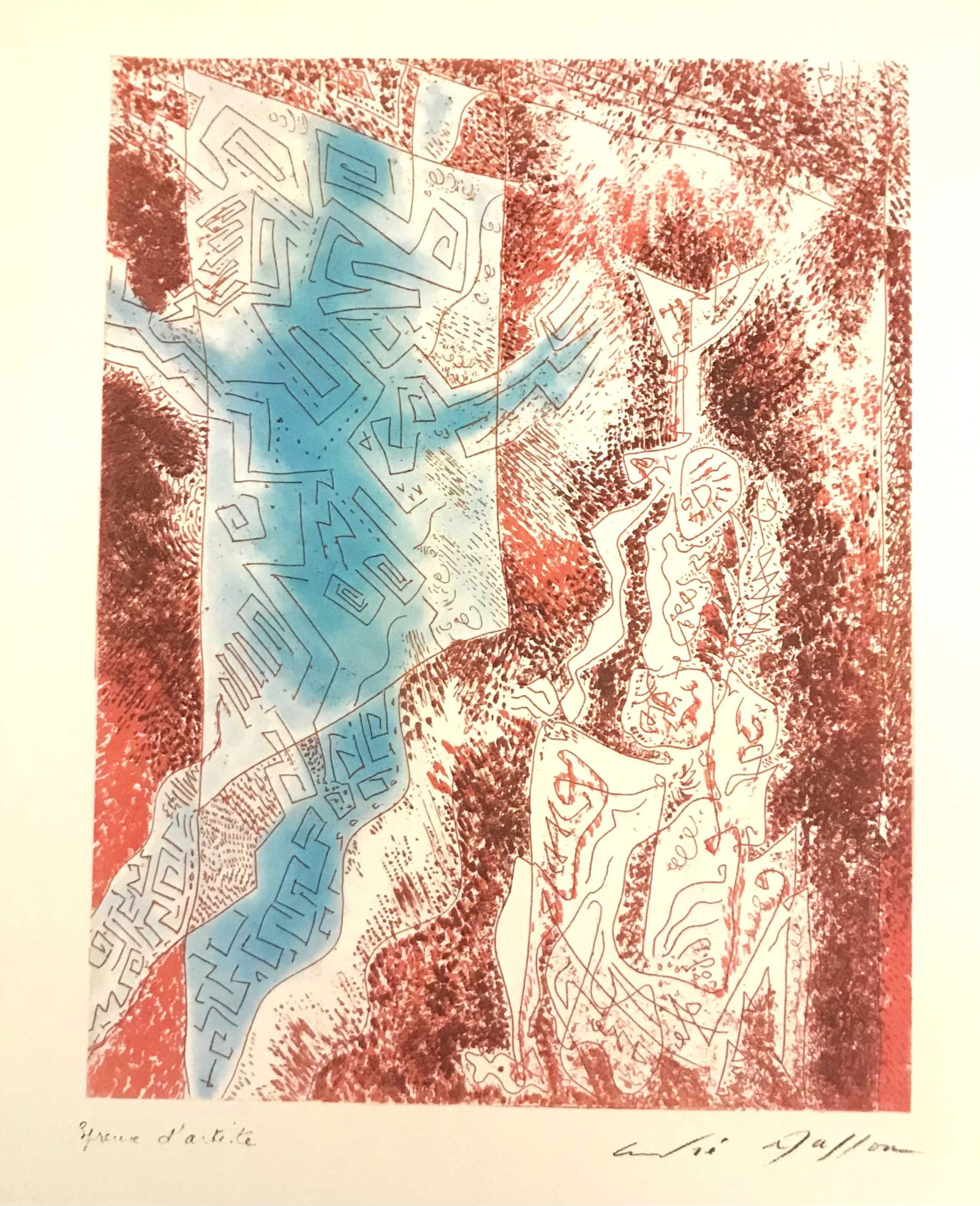 1973 Andre Masson La Dame au Labyrinthe N. 42: Artist: Andre Masson Country: France Title: La Dame au Labyrinthe - 42 Medium: Offset Marks: Fascimile Signature Paper Size: 14 x 11.75 inch Printed: 1973 in Switzerland Provenance: Masson Graph