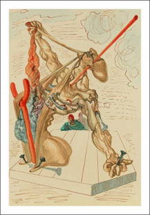 Salvador Dali Woodcut Hell 29 Divine Comedy: Artist: Salvador Dali Country: Spain Title: Hell 29 -The personators Provenance L.E. numbered Suite Divine Comedy Medium: Original Woodcut Marks:Not signed not numbered paper Size: BFK Rives paper 13.