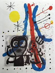 Joan Miro Lithograph DM02151 Derriere le Miroir 1965: Title: Untitled - DM02151 Artist: Joan Miro Country: Spain Medium: Original Lithograph Marks: Not signed not numbered Paper: Vellum size 15 x 22 inches Printed: 1965 in France Provenance: Derrie