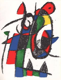 Joan Miro Original Lithograph V2-2 Mourlot 1975: Artist: Joan Miro Country: Spain Title: Untitled V2-2 Medium: Original Lithograph Marks: Not signed, not numbered Size: Vellum Paper 12.50 x 9.75 inch Printed: 1975 by Mourlot, France Provenance