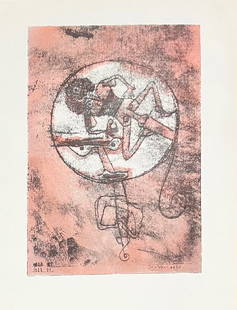 1947 Paul Klee Engraving 33 The One In Love 1923: Artist: Paul Klee Country: Switzerland / Germany Title: The One In Love - 1923 Medium: Engraving - 33 printed: 1947 by Meriden Gravure Company Size: Vellum paper 12 x 9 inches Provenance: The Museum o