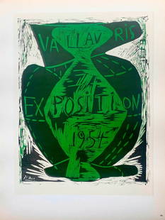 Picasso Lithograph 70 Exposition Vallauris 1954 Art in posters: Title: Exposition Vallaris 1954 Artist: Pablo Picasso Country: Spain Medium: Lithograph - 70 Paper size: 12.50 X 9.50 inch Printed: 1959 by Mourlot Freres, France Provenance: Art in posters Book 1959<
