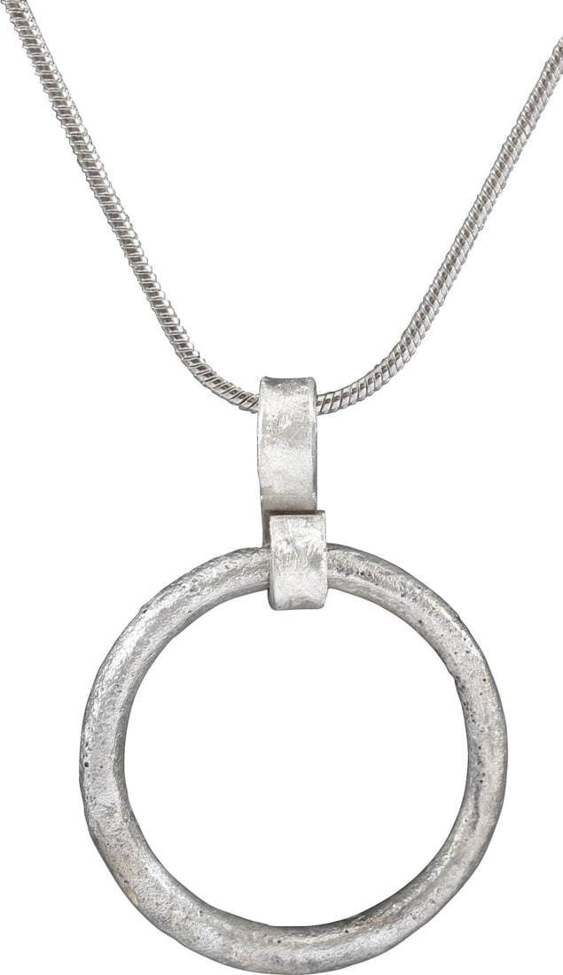 CELTIC PROSPERITY RING NECKLACE C.400-100 BC: Before the Roman invasion of the British Isles, rings of bronze, silver, and gold were used as a means of exchange, particularly in Ireland. Most exchanges of goods and property were conducted by bart