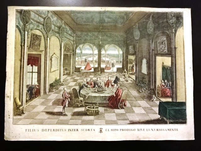 1784 Handcolored Engraving The Prodigal Son (1 of 1)