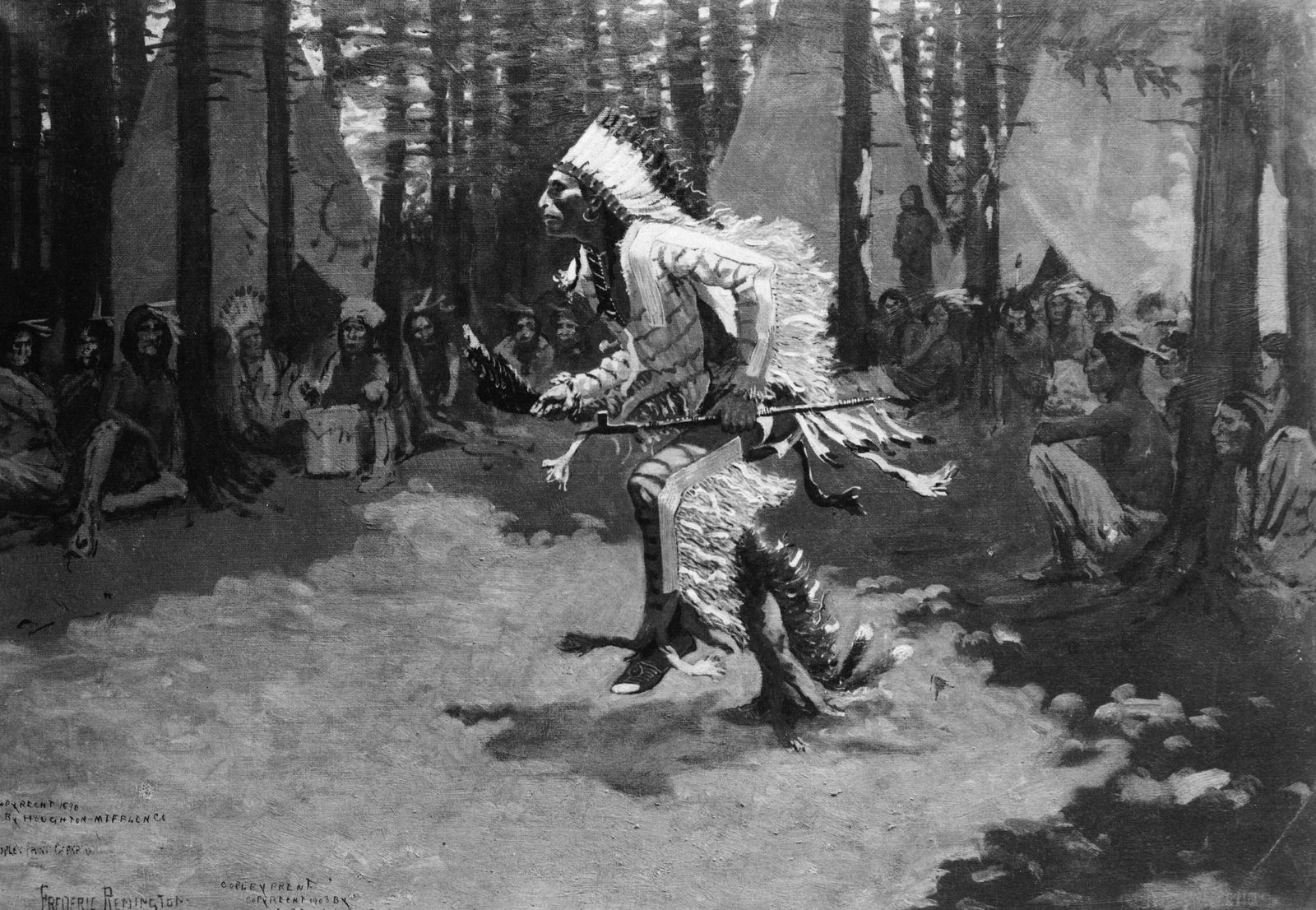 13X19" LG FORMAT, 1903, INDIAN DANCER-PEACE PIPE (1 of 1)