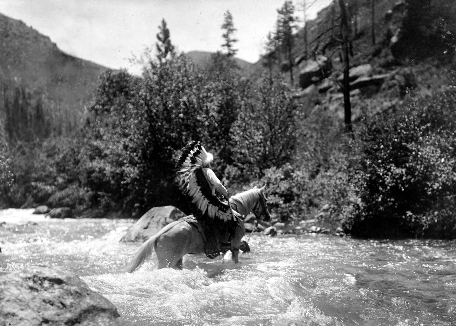 1905, BULL CHIEF AT THE FORD, BY EDWARD S. CURTIS (1 of 1)