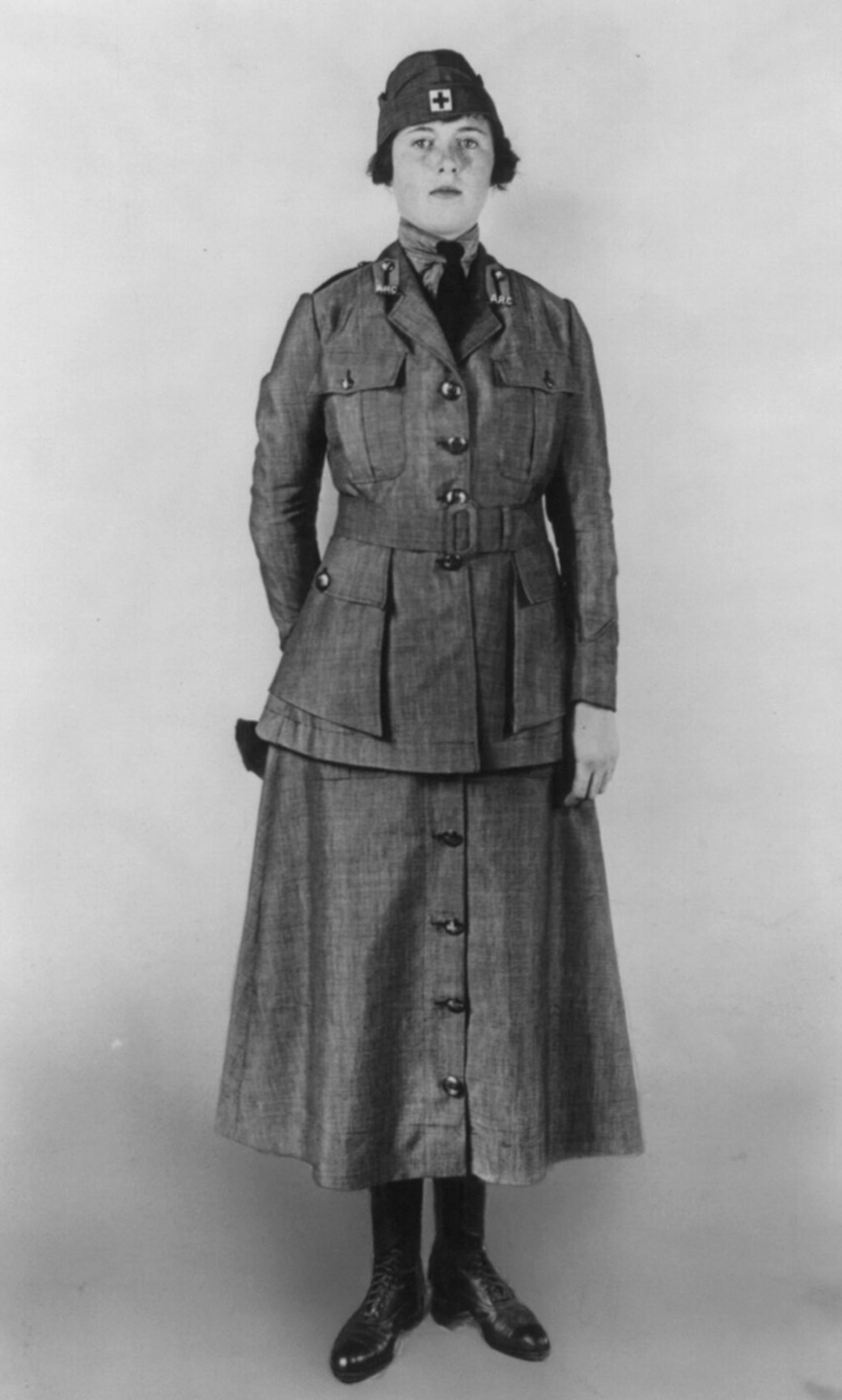 13X19" LG FORMAT, WWI, WOMAN IN RED CROSS MOTOR CORPS UNIFORM (1 of 1)