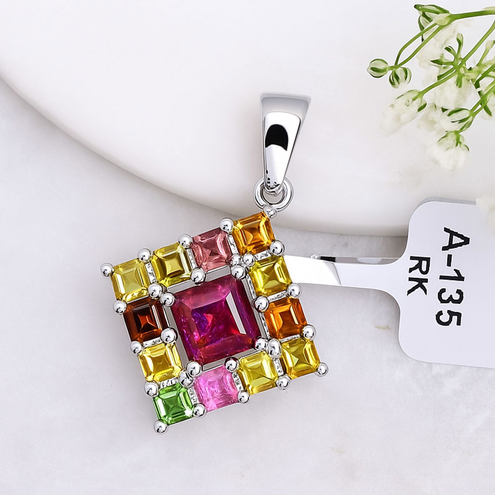 Natural Tourmaline Sterling Silver Pendant (1 of 4)