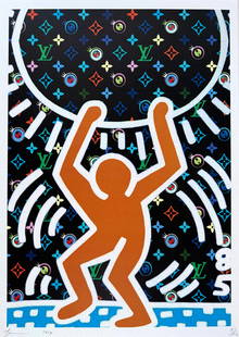 Death NYC Keith Harring Louis Vuitton: Title: Death NYC Keith Harring Louis Vuitton Date/Period: 21st Century Materials: Giclee on Fine art 300 gsm paper Size: 17 3/4 x 12 1/2 inches Artist: Death NYC, limited edition giclee on paper, out