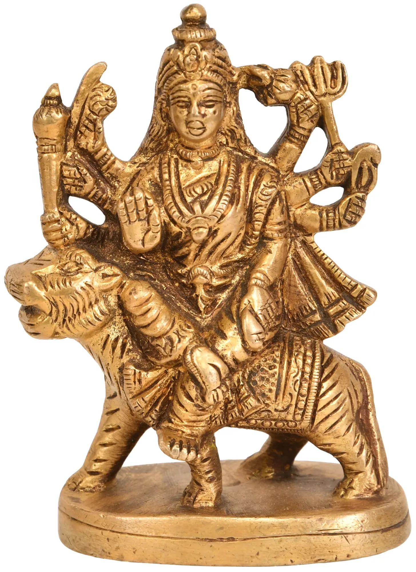 4" Goddess Durga Statue in Brass | Handmade | Made In India (1 of 1)